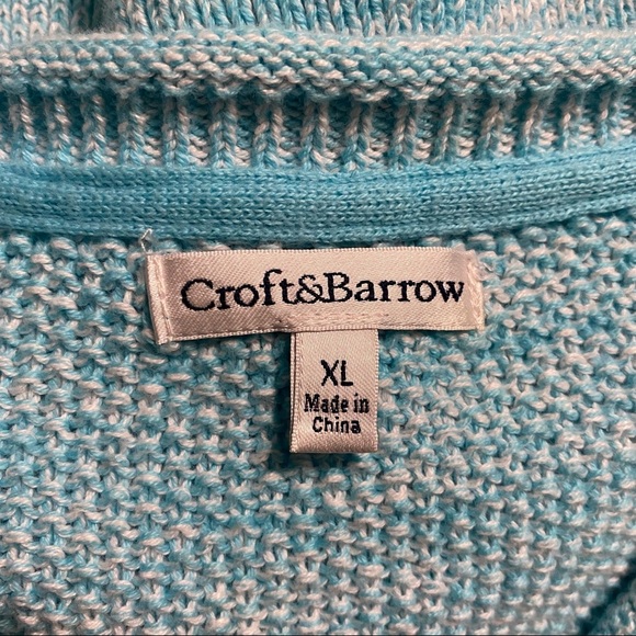 Croft & Barrow Blue V Neck Cotton Pullover Sweater - Picture 5 of 5